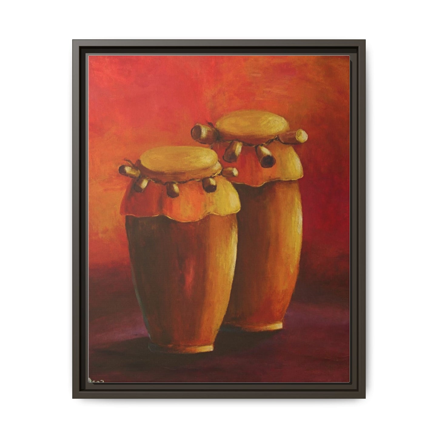 Canvas Wall Art - Haiti Cultural Drum, Matte Canvas, Framed