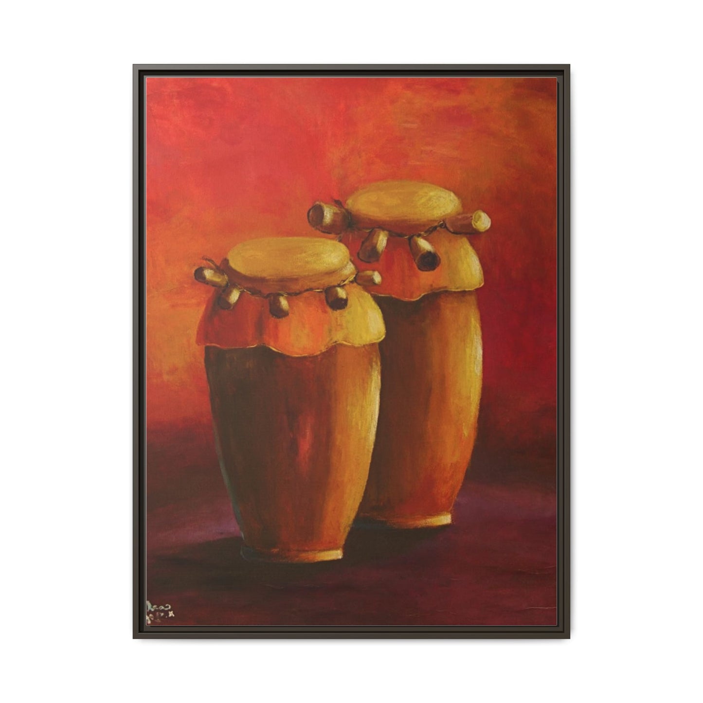 Canvas Wall Art - Haiti Cultural Drum, Matte Canvas, Framed