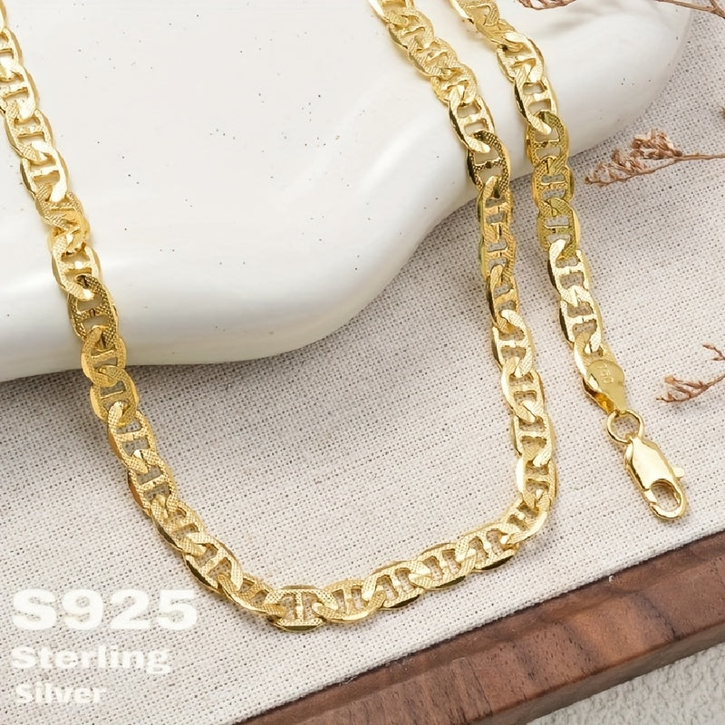 S925 Sterling Silver Pig Nose Necklace, 24K Gold Plated Marina Link Chain, Gift for Teenager