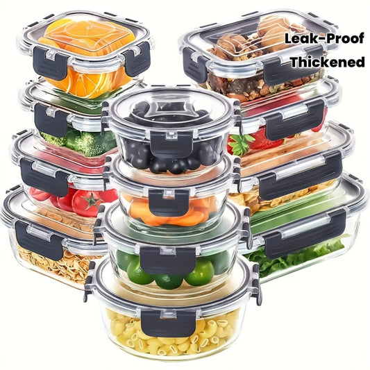12-Piece Glass Food Storage Containers with Airtight Leak-Proof Lids