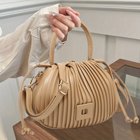 The Terilte Women'S Drawstring Bucket Bag Is a Pleated Handbag That Can Also Be Used As a Crossbody Bag. It Features a Detachable Shoulder Strap, Allowing for Easy Transitions Between a Handbag, Shoulder Bag, And Crossbody Ba