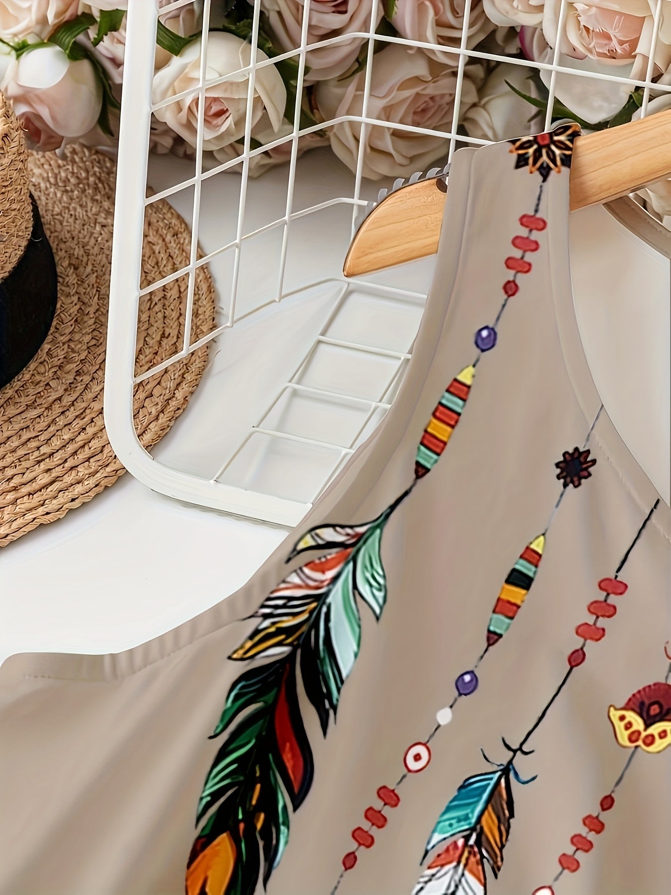 Summer V-neck Print Vest Dress