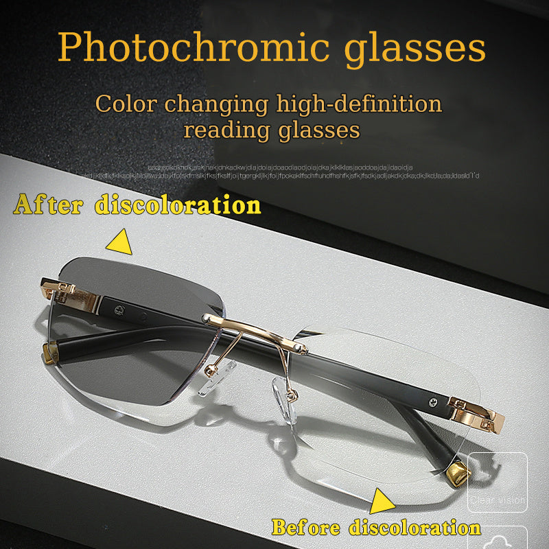 Photochromic Rimless Reading Glasses – Color Changing Readers for Men & Women