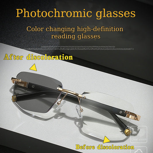 Photochromic Rimless Reading Glasses – Color Changing Readers for Men & Women