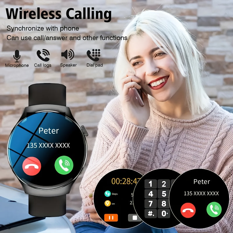 Silicone Strap Smartwatch for Men and Women | Call-making and Answering, Pedometer, Calorie Counter, Multiple Exercise Modes, Remote Camera Control, Music Playback, Alarm, 180mAh Lithium Battery, 1.5-inch HD Circular Touchscr