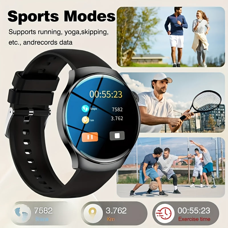 Silicone Strap Smartwatch for Men and Women | Call-making and Answering, Pedometer, Calorie Counter, Multiple Exercise Modes, Remote Camera Control, Music Playback, Alarm, 180mAh Lithium Battery, 1.5-inch HD Circular Touchscr