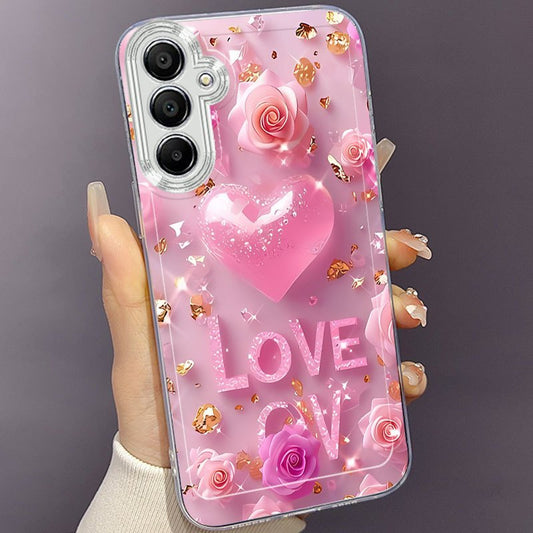 💖 Heart Crystal Love Transparent Phone Case: Durable Anti-Drop Cover for Samsung Galaxy A & S Series (Creative Personality)