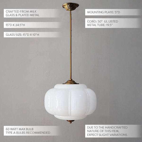 Handcrafted Bulbous Milk Glass Pendant