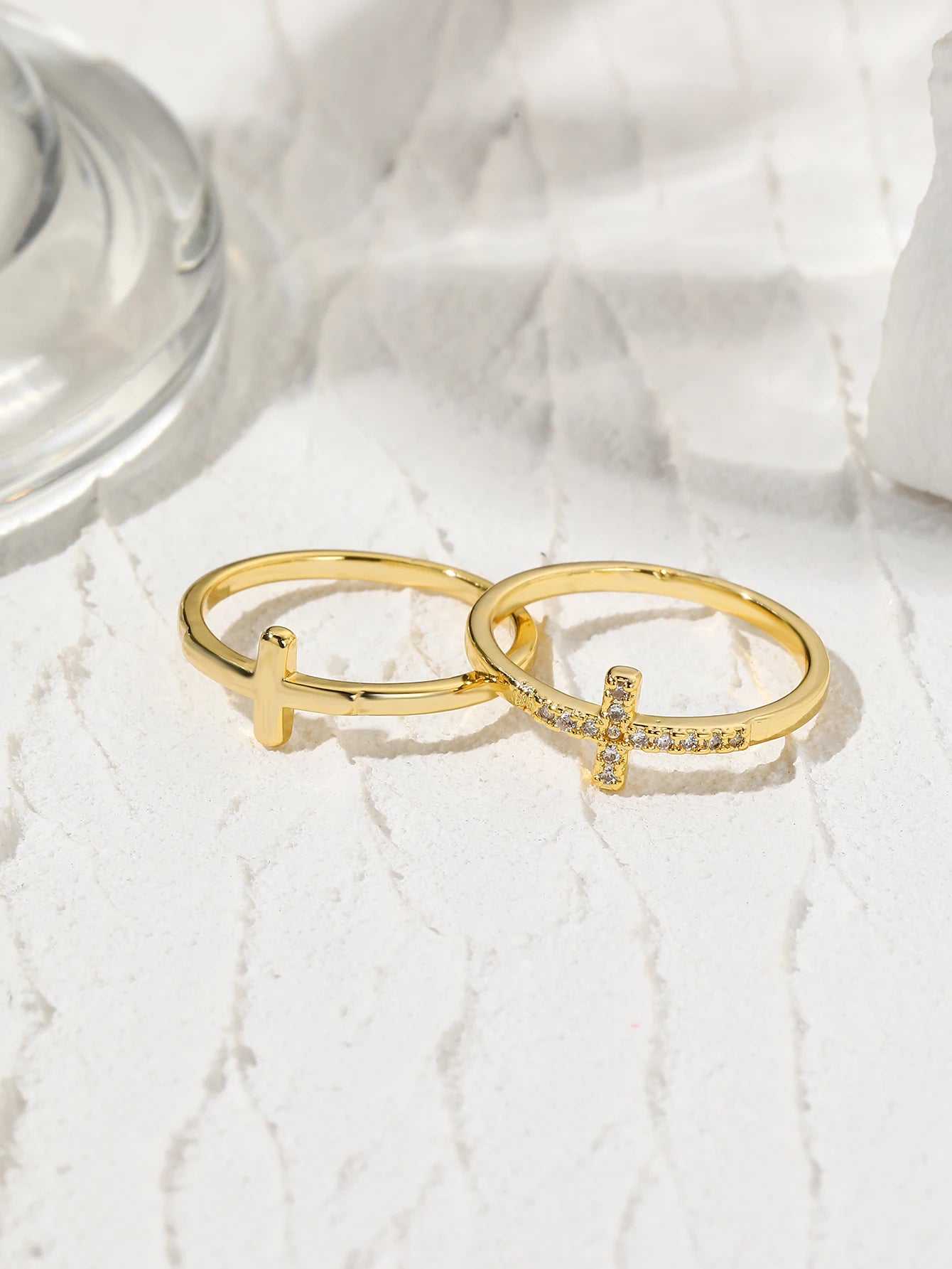 Exquisite Cross Diamond Ring Set