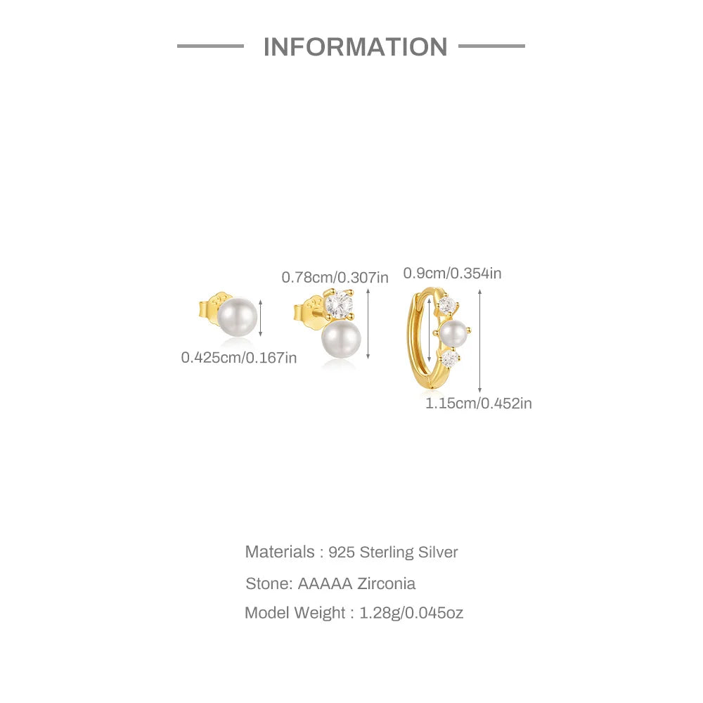 ROXI 925 Sterling Silver WaterDrop/Flower/Pearl Earring Set For Women 18k Gold Plated 3 piece Earring Party Jewelry Gifts