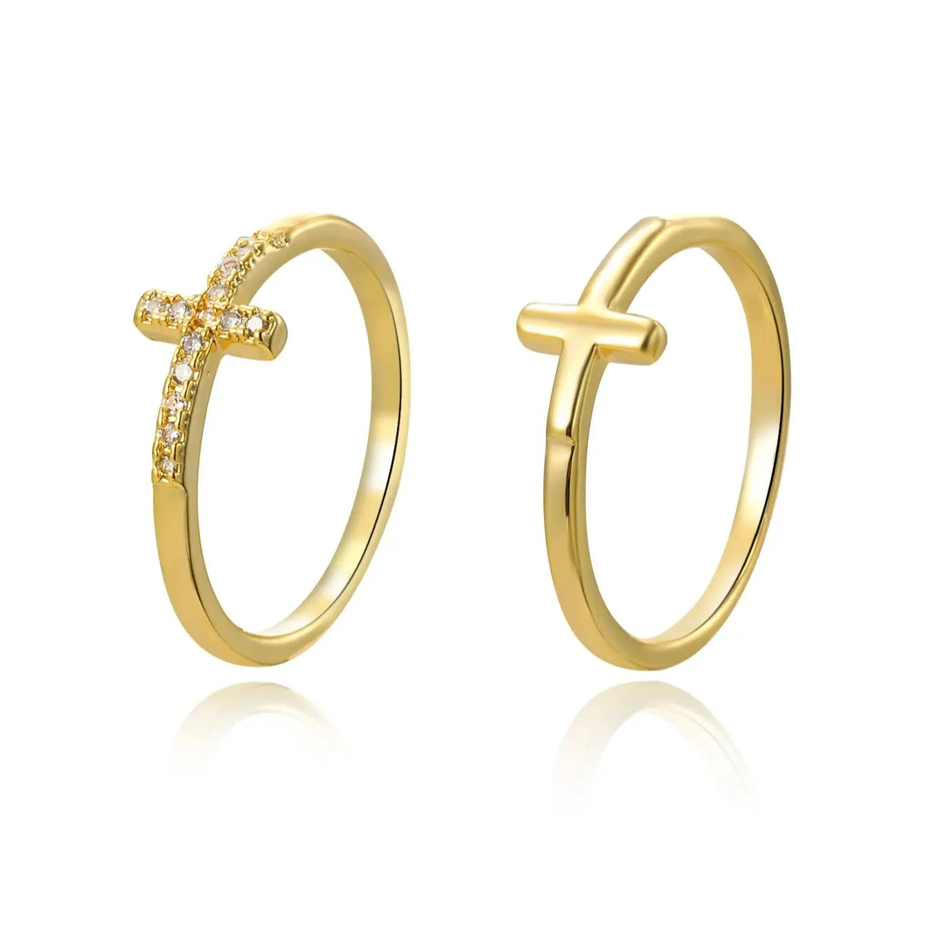 Exquisite Cross Diamond Ring Set