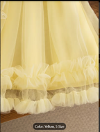 Charming Mustard Yellow Sleeveless Dress for Baby's 1st Birthday and Special Occasions - Fluffy Skirt and Smock Bodice Design