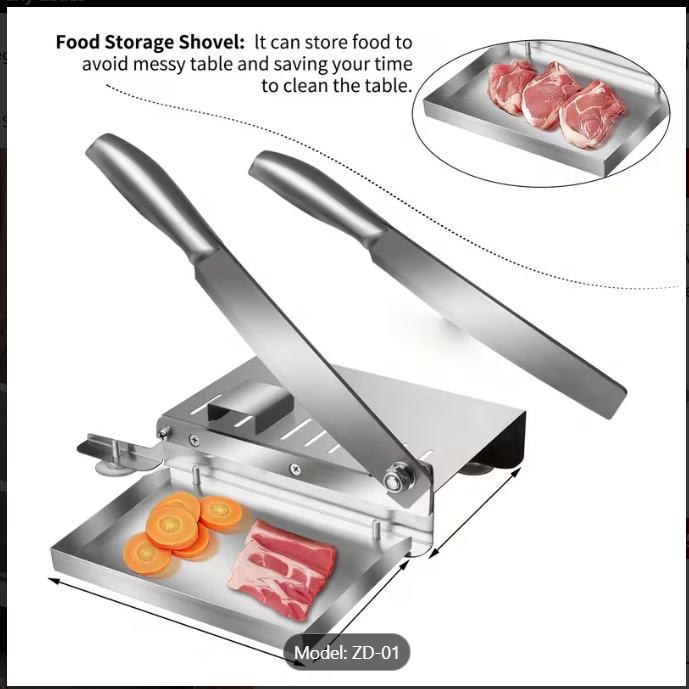 Stainless Steel Manual Meat Slicer – Frozen Meat, Beef & Vegetable Cutter for Home Kitchen