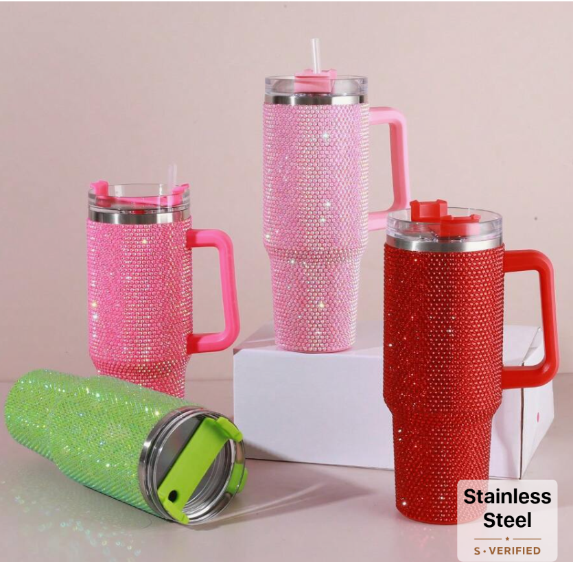 40 Oz Stainless Steel Diamond Sparkling Travel Mug: Insulated, Stylish, Perfect for Gifting