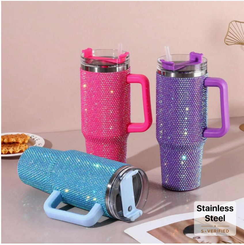 40 Oz Stainless Steel Diamond Sparkling Travel Mug: Insulated, Stylish, Perfect for Gifting