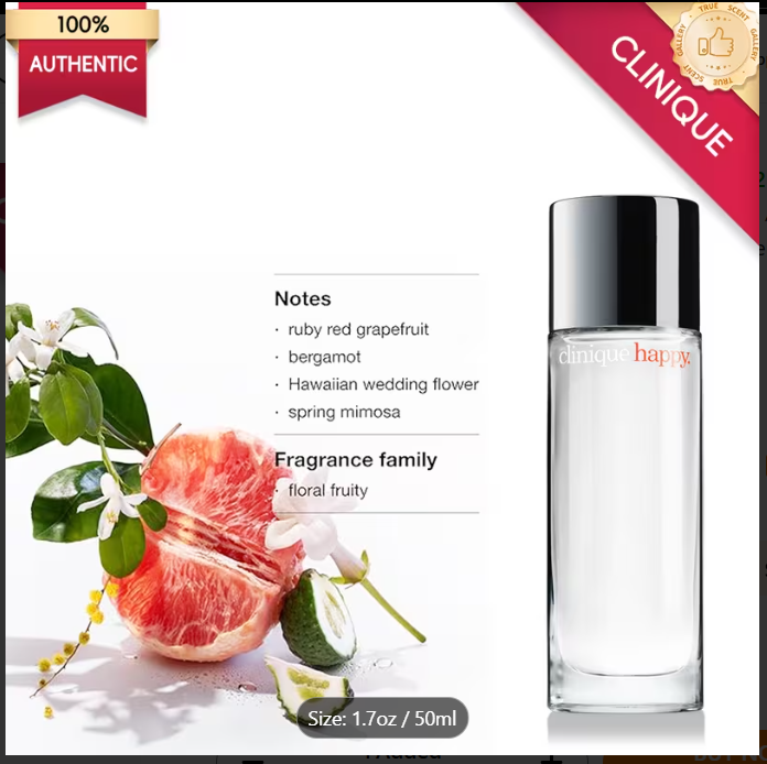 Clinique Happy Eau de Parfum for Women – 3.4oz / 1.7oz Fresh Citrus & Floral Perfume