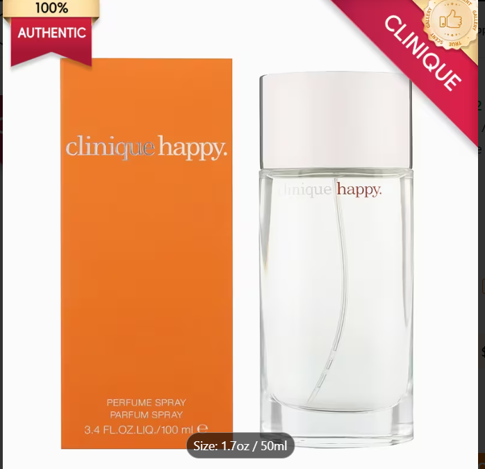 Clinique Happy Eau de Parfum for Women – 3.4oz / 1.7oz Fresh Citrus & Floral Perfume