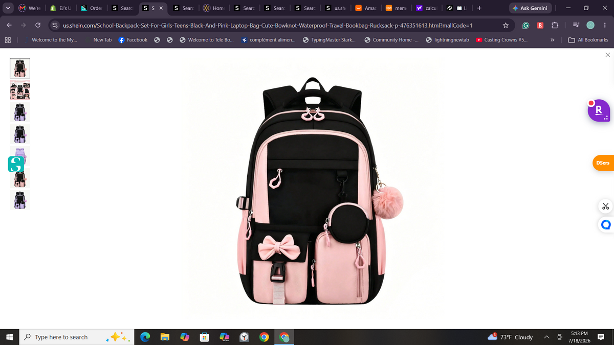 Stylish Black and Purple School Backpack Set for Girls and Teens – Cute Bowknot Design, Waterproof Laptop Bag and Rucksack