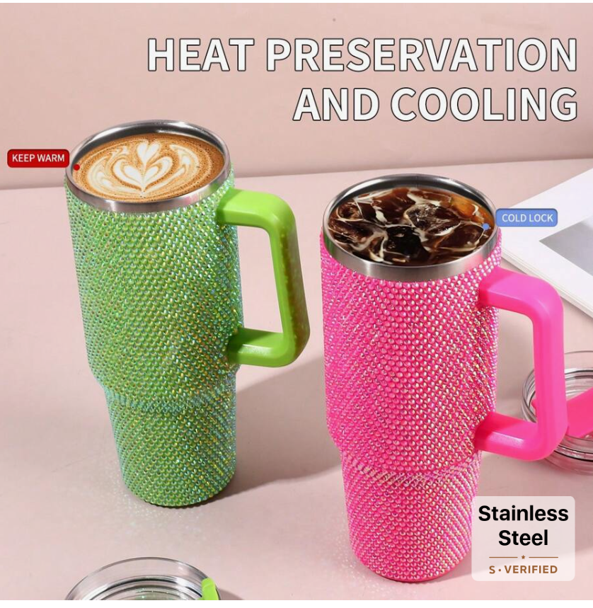 40 Oz Stainless Steel Diamond Sparkling Travel Mug: Insulated, Stylish, Perfect for Gifting