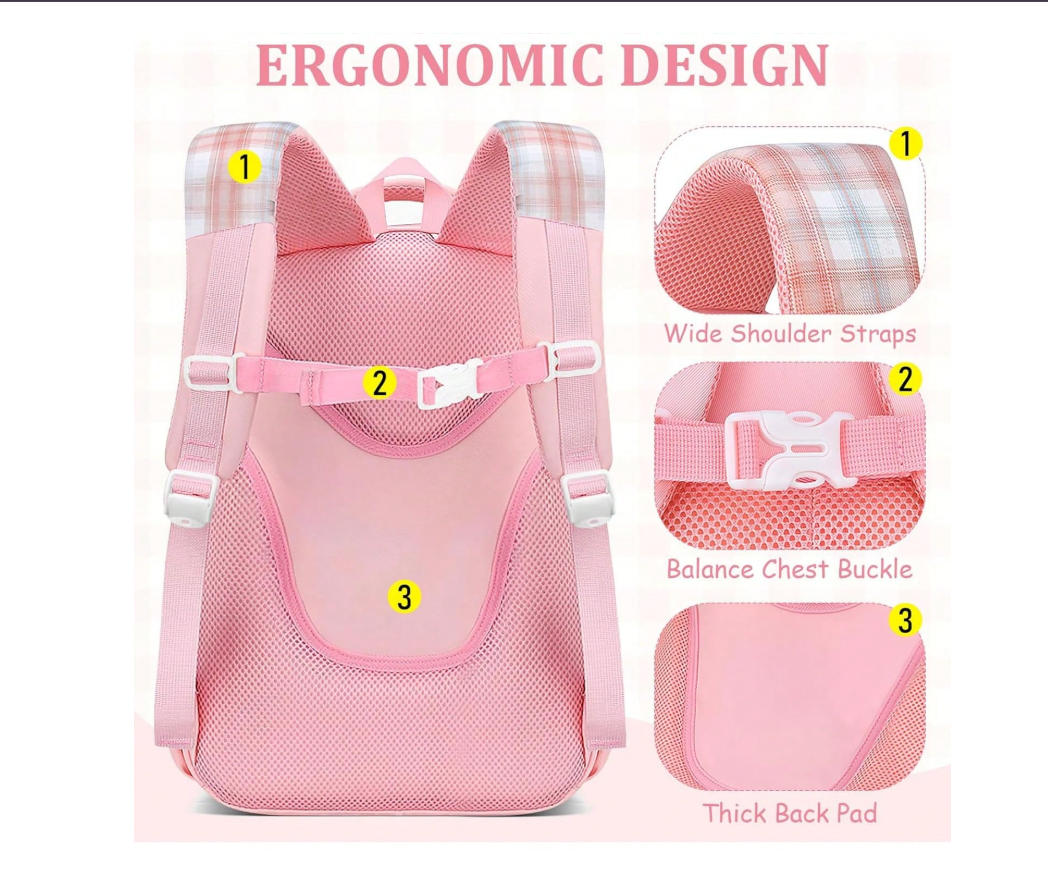 Cute and Functional School Backpack for Girls - Spacious Bookbag for All Ages with Multiple Pockets