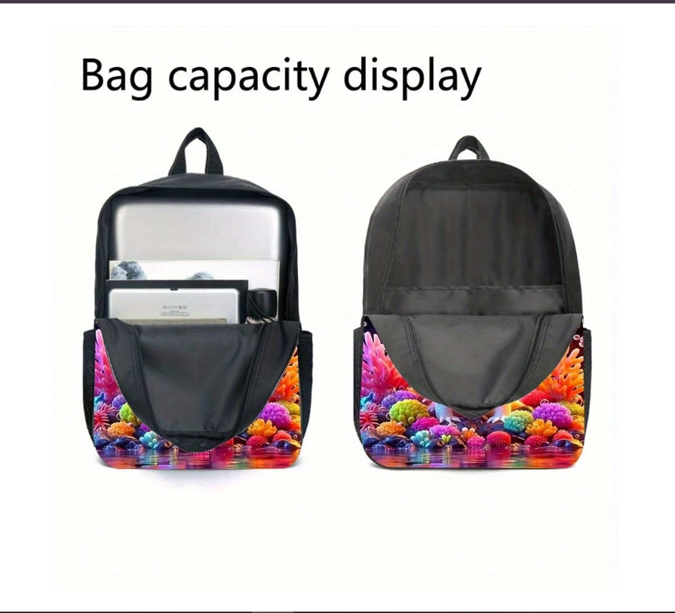 Colorful Axolotl 3-Piece Backpack Set: Stylish and Lightweight with Crossbody Bag and Pencil Case for Everyday Adventures