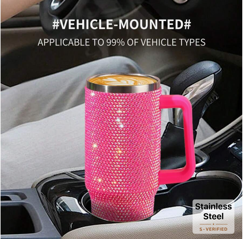 40 Oz Stainless Steel Diamond Sparkling Travel Mug: Insulated, Stylish, Perfect for Gifting
