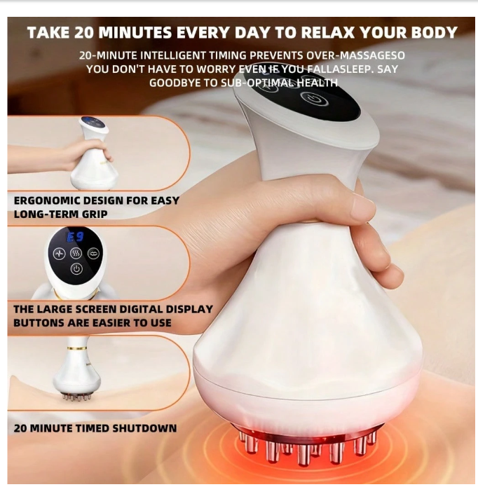 Intelligent Vibration Massage Brush with Temperature Control & Hot Compress for Ultimate Relaxation - Perfect Health Gift for Mother's & Father's Day