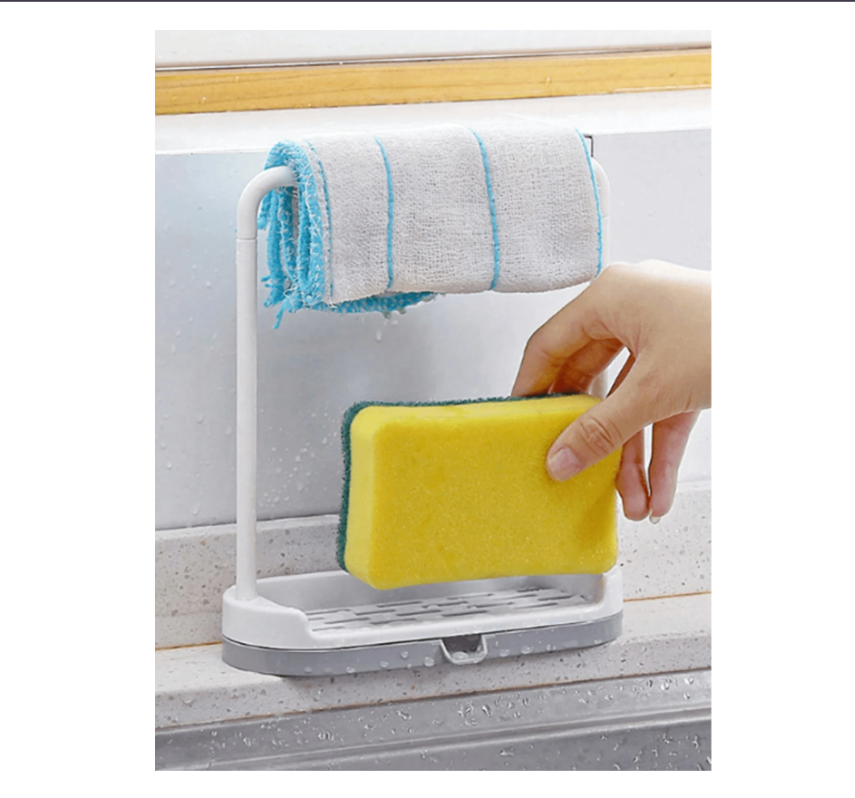 Double Layer Kitchen Sink Storage Rack – Space-Saving Countertop Drying Solution for Sponges and Cloths