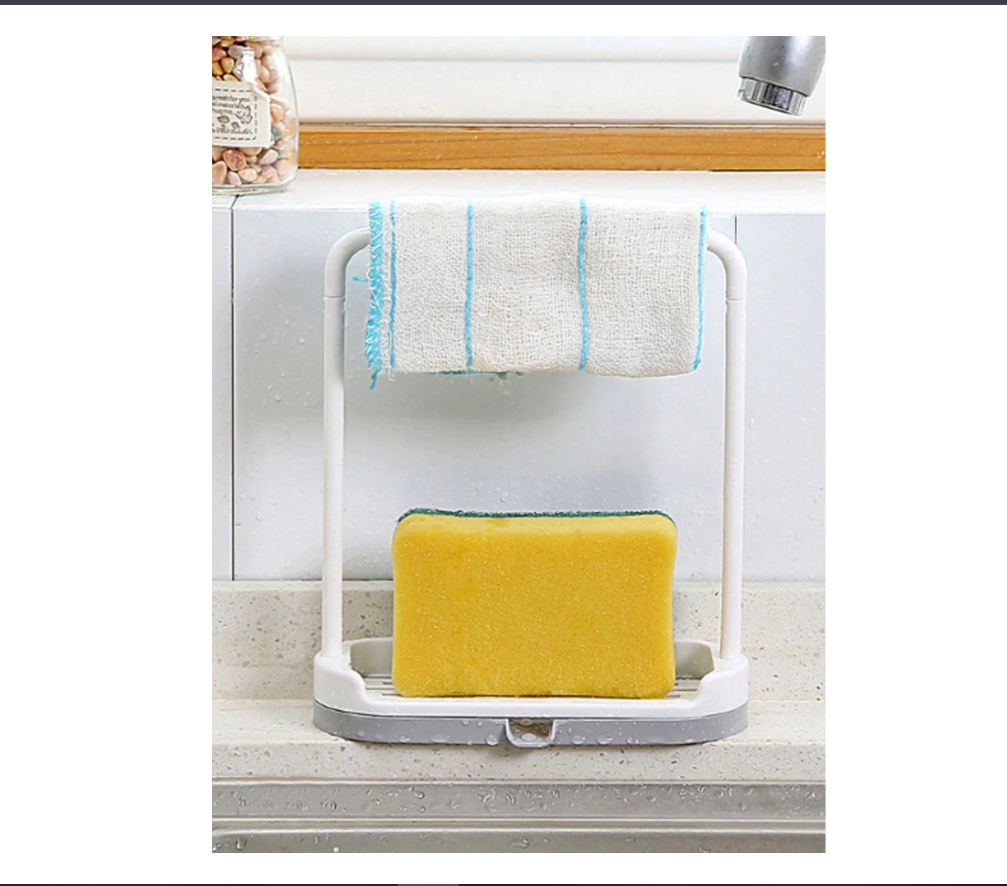 Double Layer Kitchen Sink Storage Rack – Space-Saving Countertop Drying Solution for Sponges and Cloths