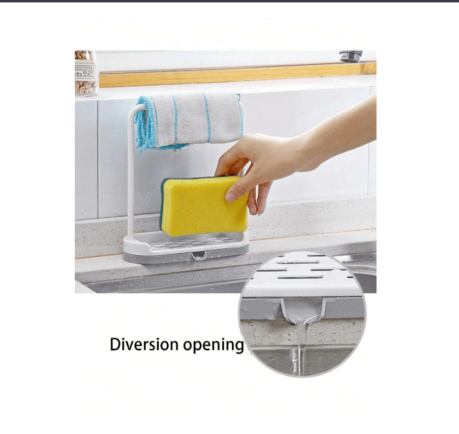 Double Layer Kitchen Sink Storage Rack – Space-Saving Countertop Drying Solution for Sponges and Cloths