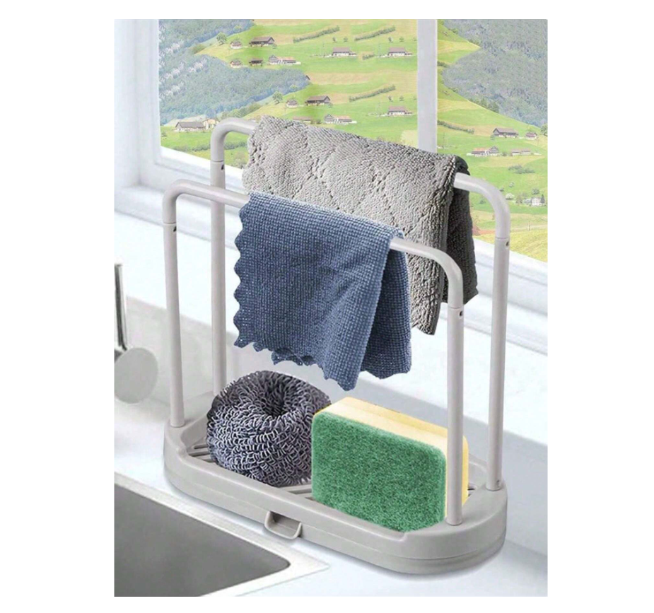 Double Layer Kitchen Sink Storage Rack – Space-Saving Countertop Drying Solution for Sponges and Cloths