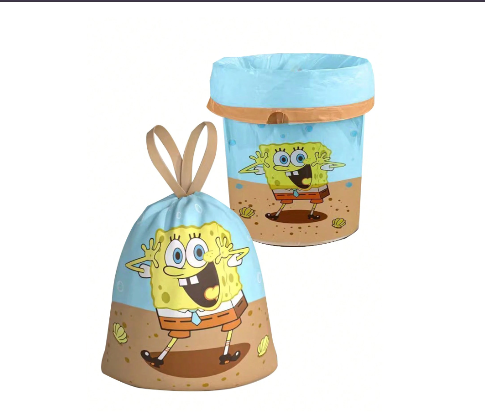 SpongeBob SquarePants Drawstring Trash Bags - 10, 50, or 100 Pack - Perfect for Home, Kitchen, and Restaurants!