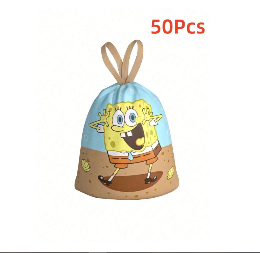 SpongeBob SquarePants Drawstring Trash Bags - 10, 50, or 100 Pack - Perfect for Home, Kitchen, and Restaurants!