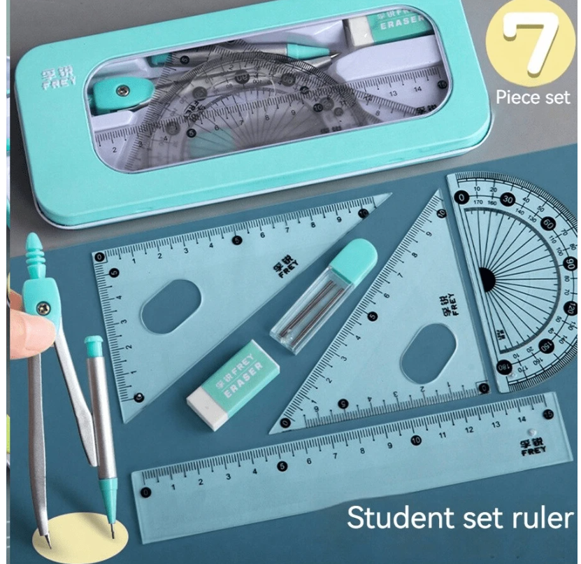 High-Quality Multi-Function Compass and Ruler Set for Precision Measurement – Essential Back-to-School Tool