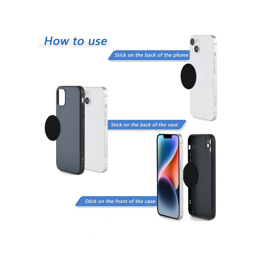 Universal Magnetic Phone Holder Plates - 20pcs Value Set for Cars, Tablets, and Desktops