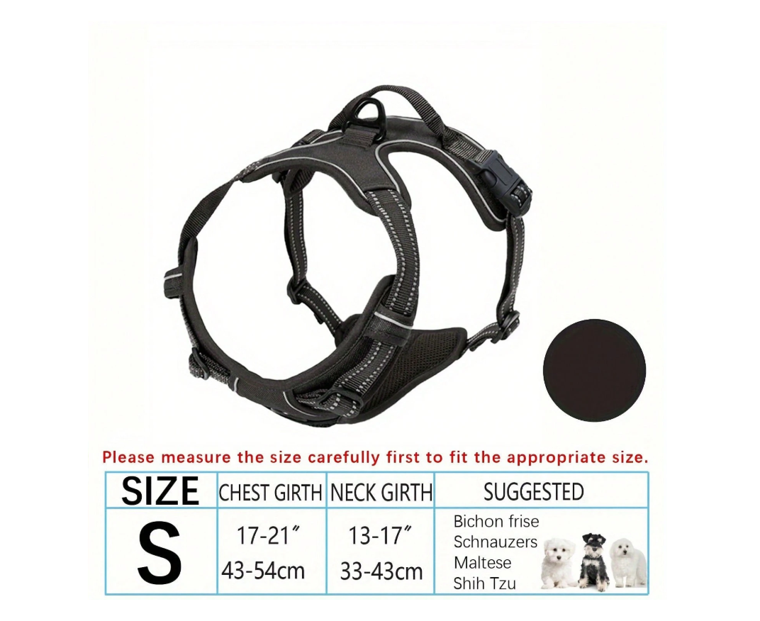 No-Pull Dog Harness – Adjustable Reflective Soft Padded Pet Vest with Handle & 2 Leash Clips