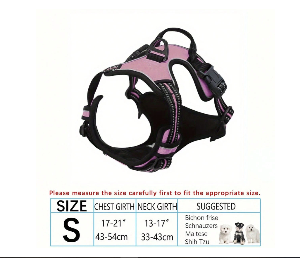 No-Pull Dog Harness – Adjustable Reflective Soft Padded Pet Vest with Handle & 2 Leash Clips