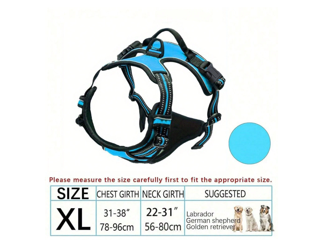 No-Pull Dog Harness – Adjustable Reflective Soft Padded Pet Vest with Handle & 2 Leash Clips