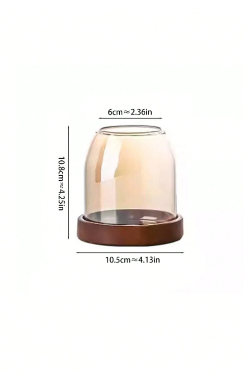 Elegant Amber Glass Chopstick Holder with Wooden Base - Stylish Cutlery Organizer for Kitchen and Dining