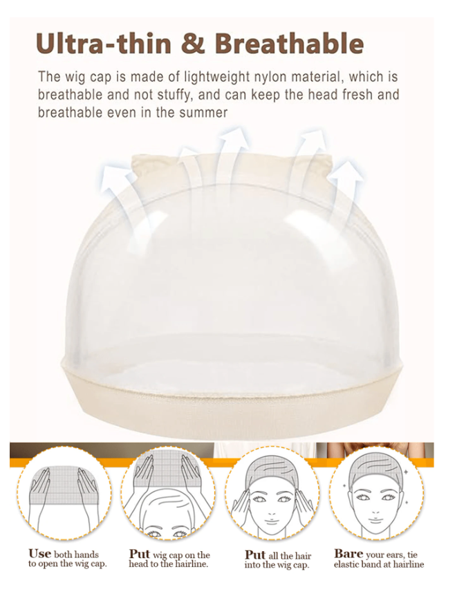 200Pcs Ultra-Thin Skinlike HD Wig Caps - Invisible, Sheer, Breathable Stocking Caps for Lace Front Wigs and Sleep Bonnets