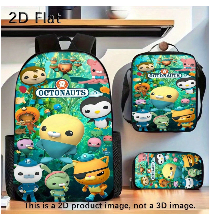 Octonauts Adventure 3-Piece Backpack Set with Lunch Bag and Pencil Case – Perfect for Students!