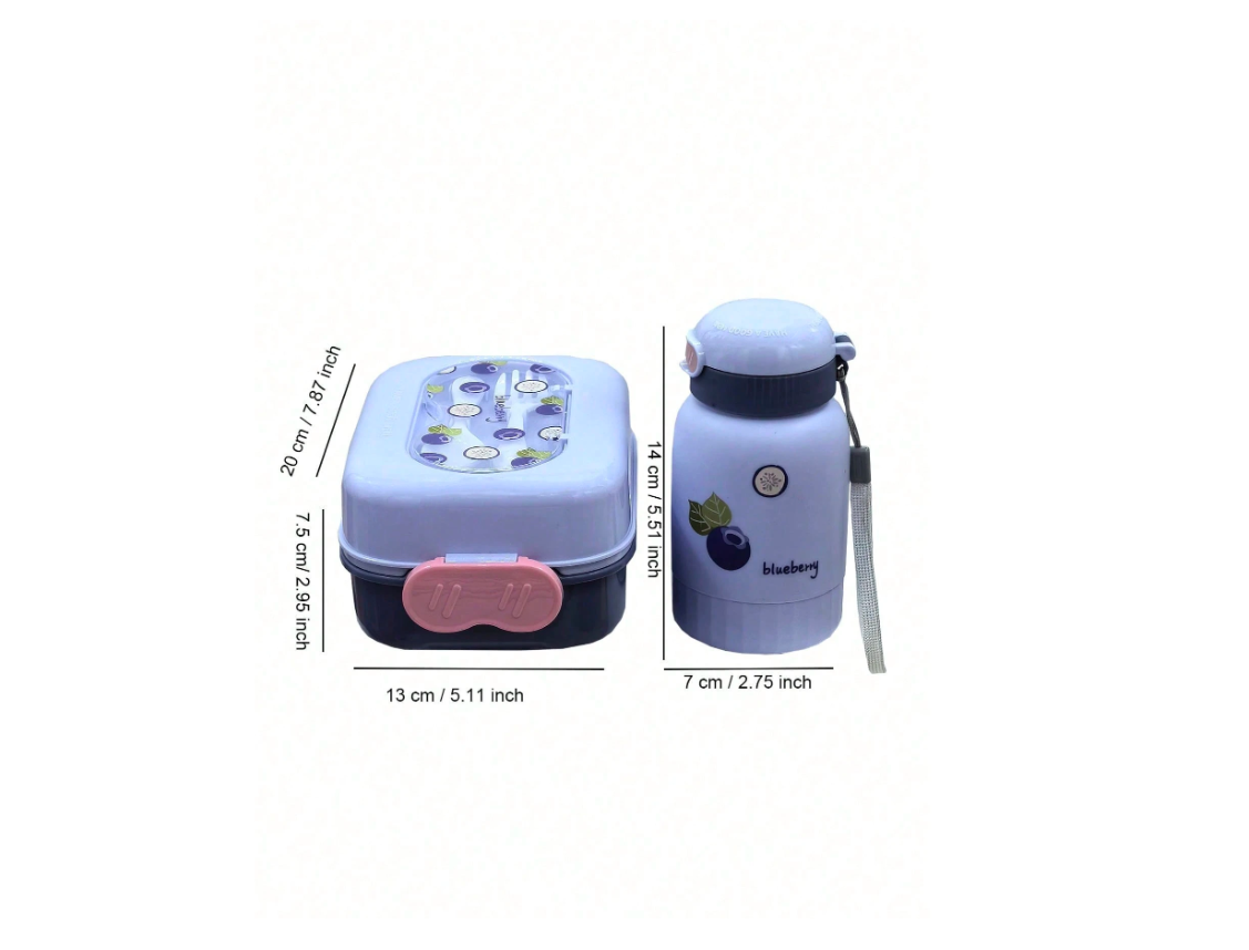 Stylish Large Capacity Portable Lunch Box Set with Straw Water Bottle for On-the-Go Meals