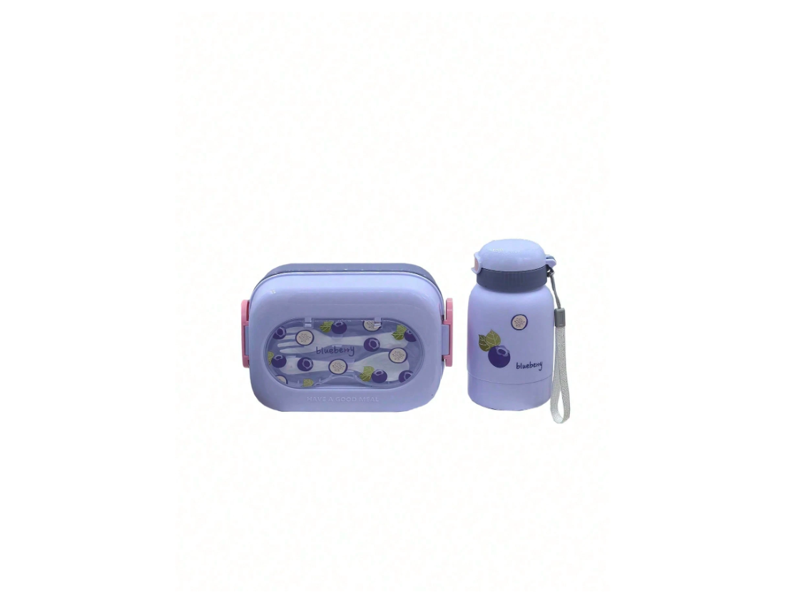 Stylish Large Capacity Portable Lunch Box Set with Straw Water Bottle for On-the-Go Meals