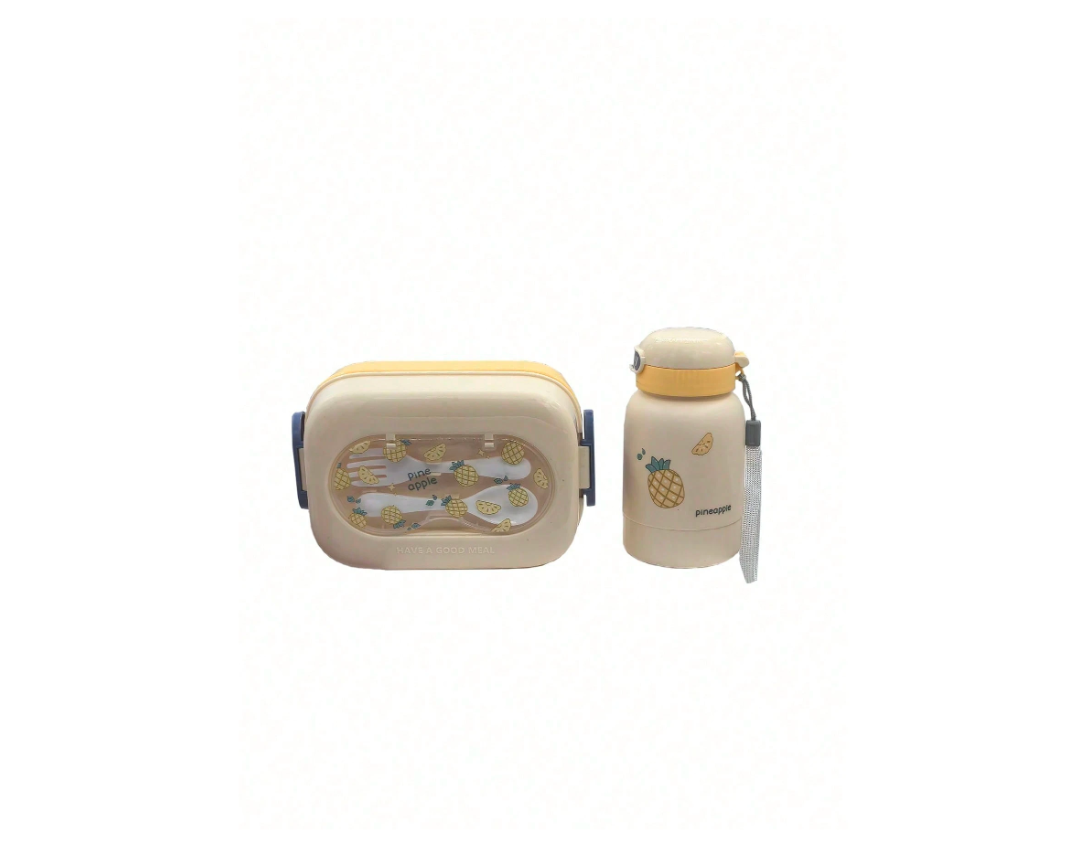 Stylish Large Capacity Portable Lunch Box Set with Straw Water Bottle for On-the-Go Meals