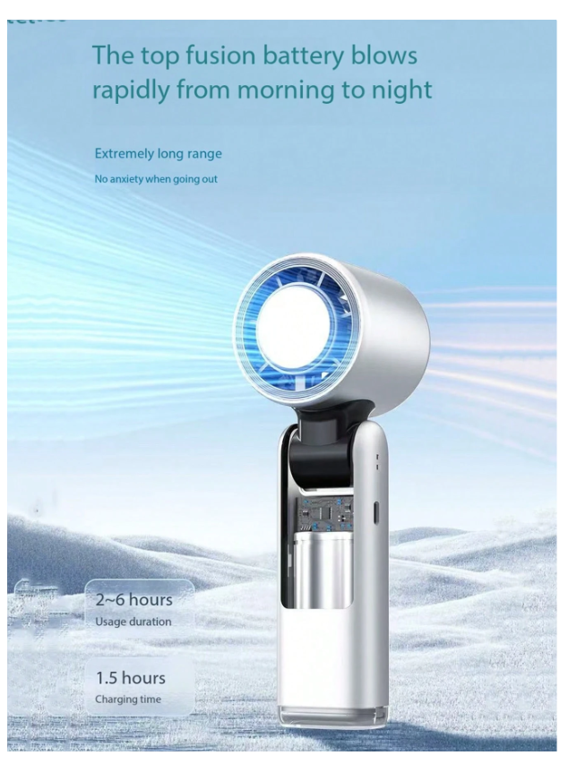 Portable USB Turbo Fan - Adjustable 199 Speeds, Quiet Operation, Icy Cool Touch for Outdoor Activities and Travel