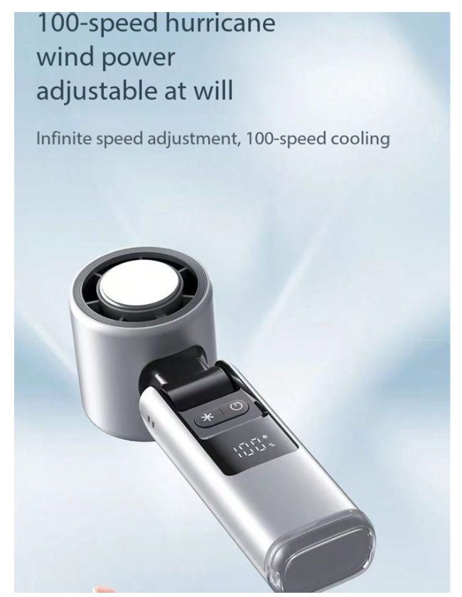 Portable USB Turbo Fan - Adjustable 199 Speeds, Quiet Operation, Icy Cool Touch for Outdoor Activities and Travel