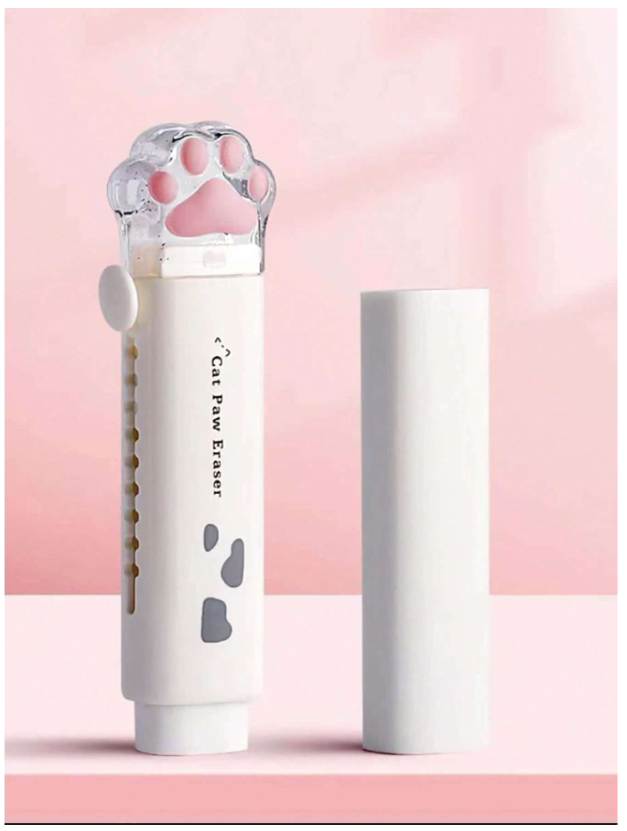 1pc Retractable Eraser With Replacement Eraser Core And Scissors