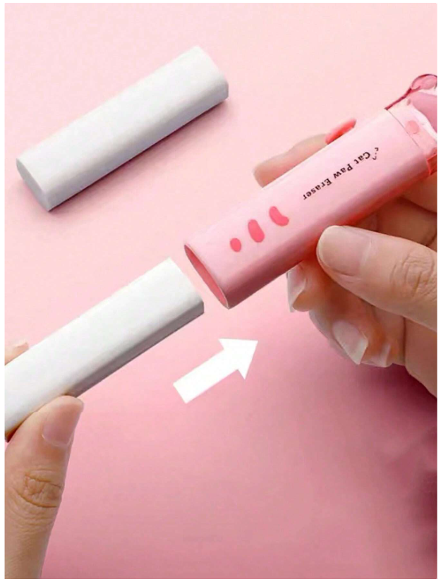 1pc Retractable Eraser With Replacement Eraser Core And Scissors