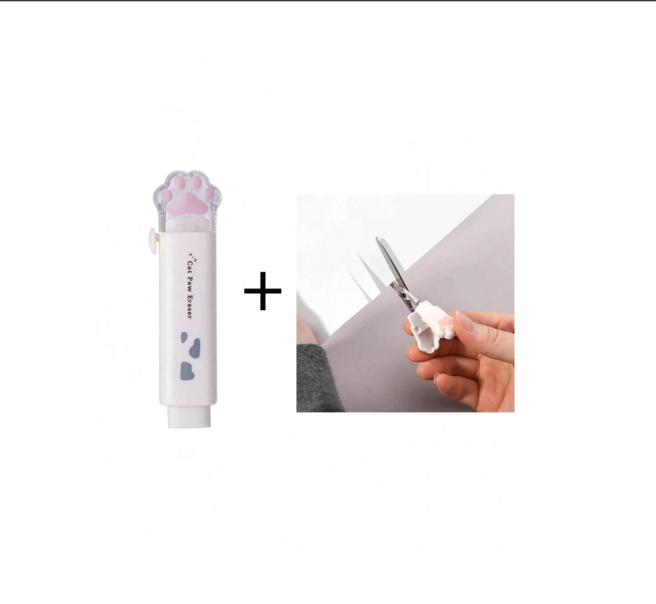 1pc Retractable Eraser With Replacement Eraser Core And Scissors
