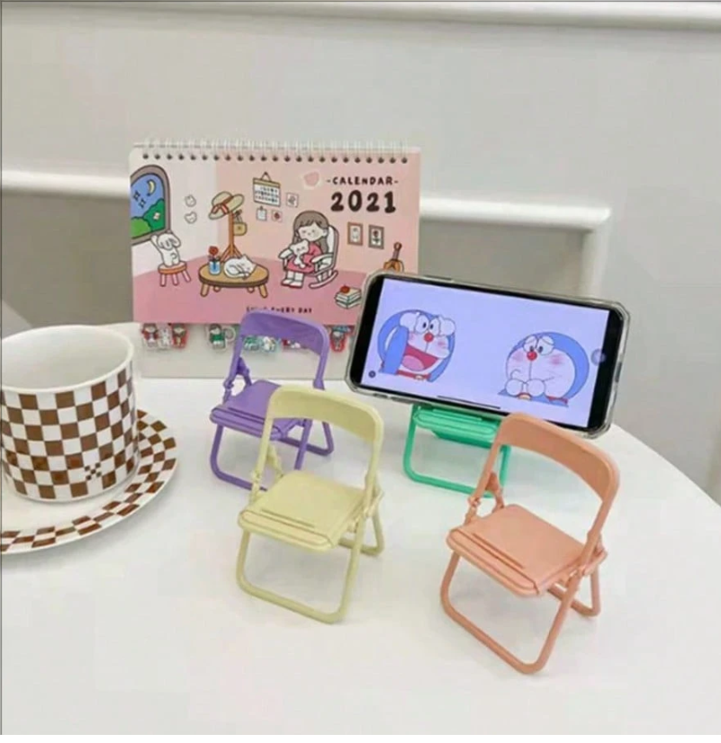 Creative Macaron Chair Phone Stand - Stylish Desktop Decor & Organizer for Home, Office, and Dorm